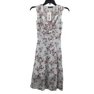 Sucrefas Floral Pleated V- Neck Sleeveless Layered SMALL cottagecore Dress